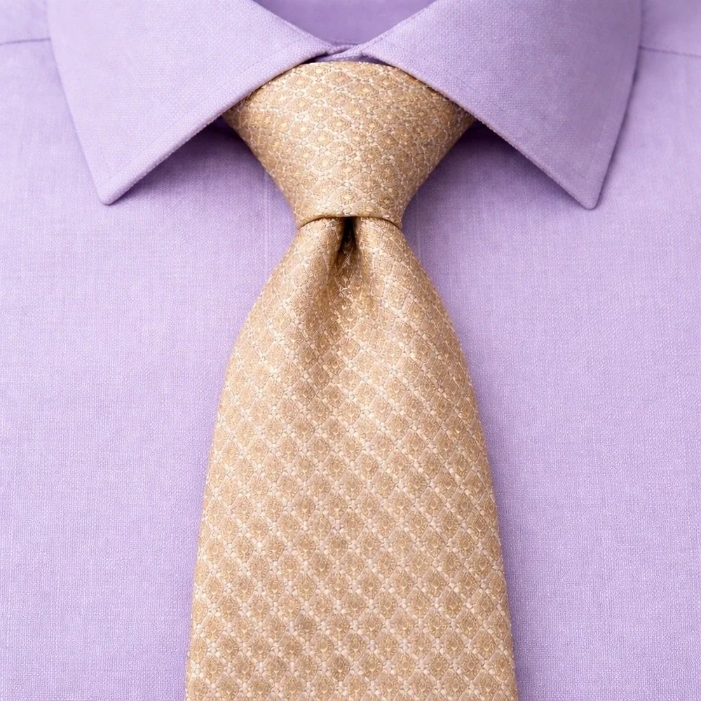 Calvin Klein Mens Gold Champagne Diamond Geometric Textured Necktie‎ Wedding NEW